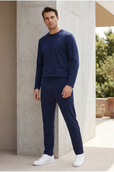 MADZEYMODA Erkek Lacivert Sweat & Pantolon Alt Üst 2'li Takım Oysh Kumaş Regu...