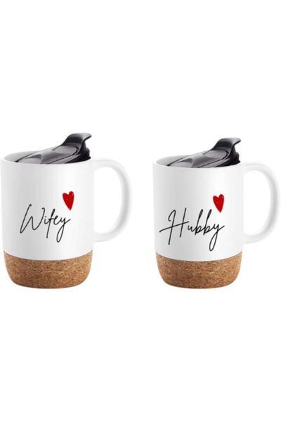 Axooms Ceramic Coffee Mug Set with Insulated Cork Base Splash Proof Lid - Hub...