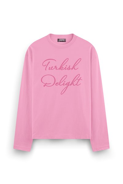 ROPE COUTURE Turkish Delight Baskılı Uzun Kollu Oversize Fit Tişört Pembe