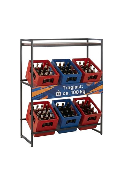 Relaxdays Raft pentru băuturi, stil industrial, maro-negru, 2 niveluri, 60x30...