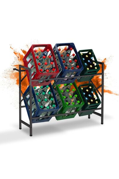 Relaxdays Raft pentru 6 ladă de băuturi, negru, 80x32x104 cm