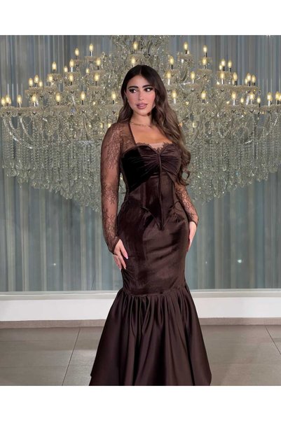 Princess sa فستان سهرة نسائي فاخر باللون البني الداكن – أناقة تخطف الأنظار ✨