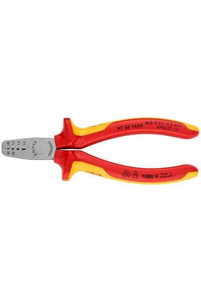 Knipex 97 68 145 كماشة تجعيد للأكمام النهائية (الفيرول) المعزولة بمقبض متعدد ...