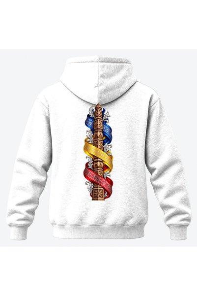 Malfini Hanorac personalizat "Tricolor – Coloana Neamului", Alb, Barbat, Unisex