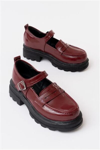 Nur store Çanta Women's High-Heeled Patent Leather Loafers · Color: Burgundy ...