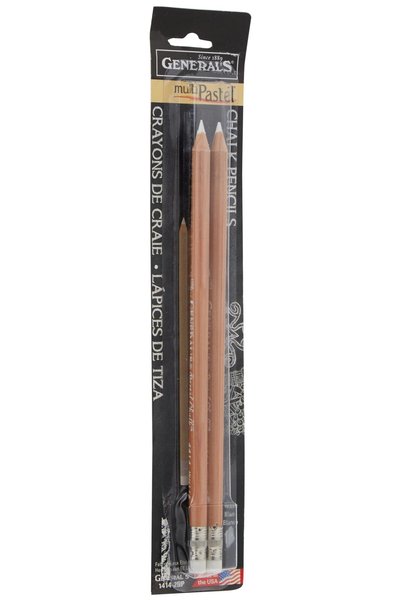 GENERAL'S Pencil 2 Piece Multi-Pastel Chalk Pencils, White