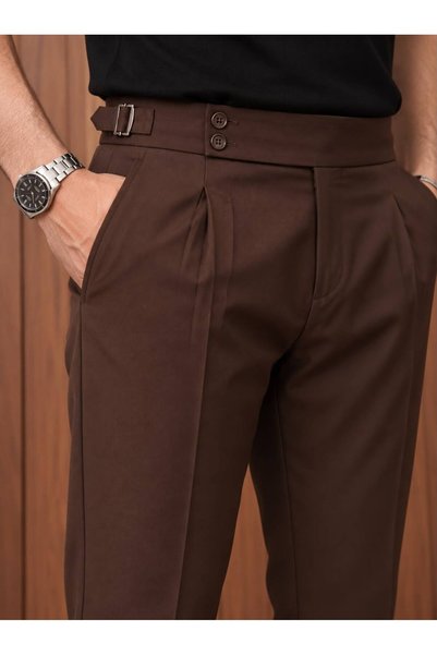 BASEL.CO Modern Old Money Pleated Lycra Fabric Pants