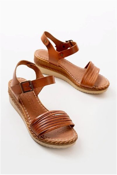 Nur store Çanta Women's Orthopedic Leather Open-Heel Genuine Leather Sandals ...