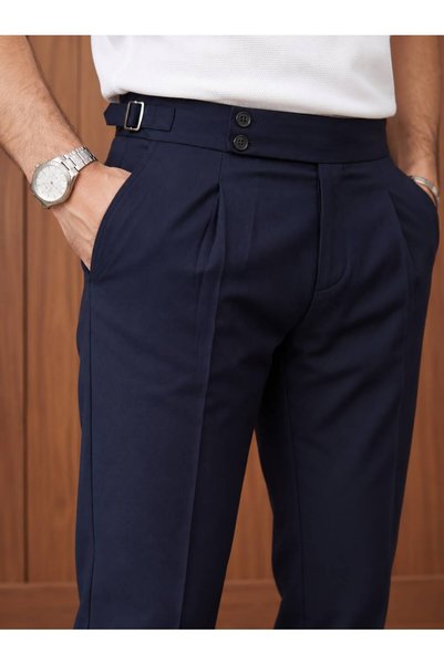 BASEL.CO Modern Old Money Pleated Lycra Fabric Pants