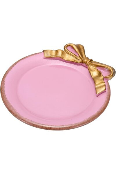 TERRIFI Vintage Decorative Tray, Resin Jewelry Tray, 3.9 Inch Round Bow-Knot ...