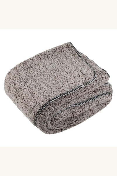 Comerivo Patura calda tip sherpa maro-ecru 230x180cm, ideala pentru canapea c...