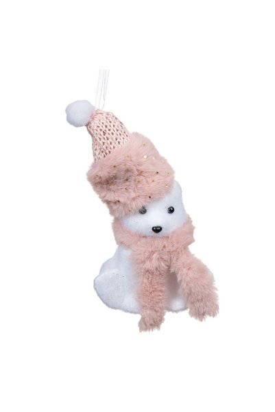 DD SHOP Ornament din Spuma pentru Brad de Craciun Ursulet Alb cu Fular Roz Ca...