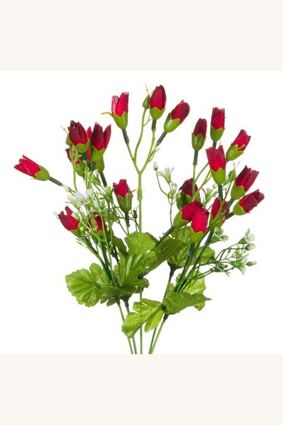 Comerivo Aranjament festiv din garoafe artificiale rosii, cu floricele albe, ...