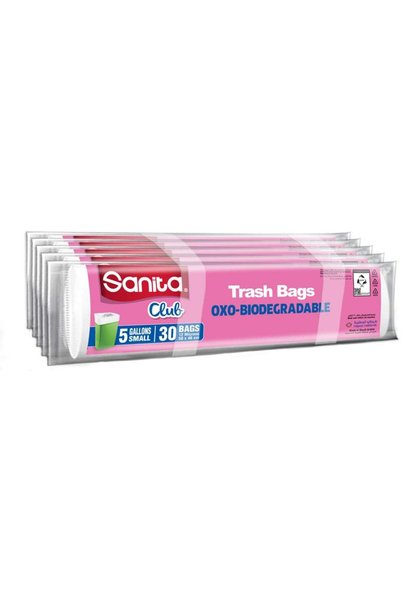 Sanita Club Trash Bags Biodegradable 5 Gallons 150 Bags