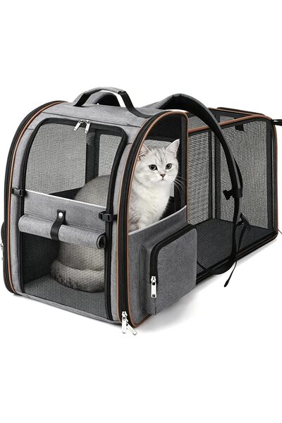 CENXI Expandable Cat Backpack Dog Backpack, for Cats Dogs up to 8 kg, Large C...