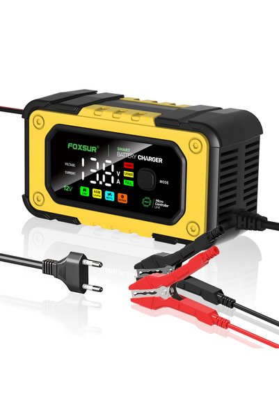 Choice Yellow EU Plug 12V 7A Car Battery Charger Digital Battery Maintainer C...
