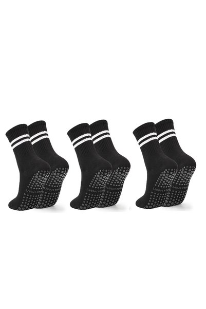 Choice One Size 3pairs Black 3 Pairs Women Long Yoga Socks Silicone Anti-Slip...