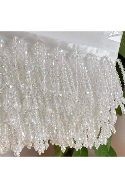 Choice 180cm Off white -B Height 5.5CM Crystal Pendant Beaded Fringe Lace DIY...