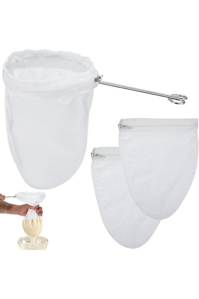 GENERAL Ultra Fine Mesh Strainer Bags, 2 Pcs Reusable Mesh Filter Bags with 1...