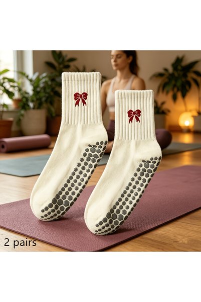Choice Beige 1 Pair of Pilates Exercise Fitness Adult Dance anti Slip Socks L...