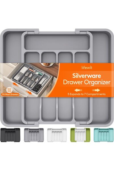 Lifewit Cutlery Holder Kitchen Drawer, Expandable Cutlery Organizer, Space Sa...