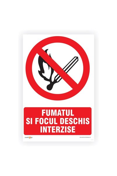 ShopPrint Semn Indicator Interzis foc deschis si fumat, PVC, 20 x 30 cm