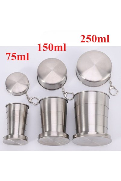 Choice 250ml 1pc Stainless Steel Retractable Cup Outdoor Travel Toiletry Cup ...