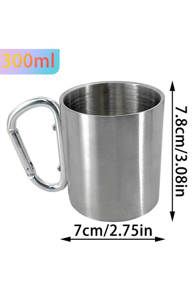 Choice Silvery-M Portable Stainless Steel Cup With Carabiner Hook Handle Outd...
