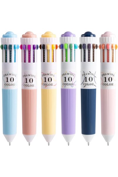 SYOSI Multicolor Ballpoint Pen 0.8 mm, 10-in-1 Retractable Pens for Coloring ...