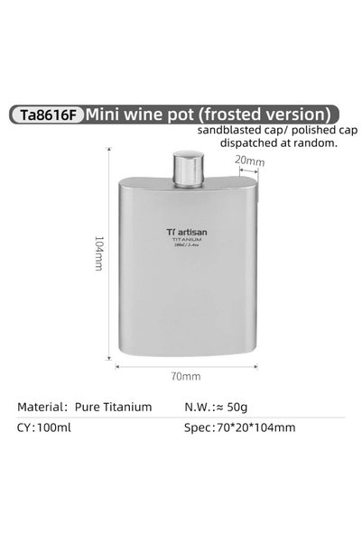 Choice Matte Tiartisan Titanium Hip Flask 100ML Pocket Whiskey Flask Flagon W...