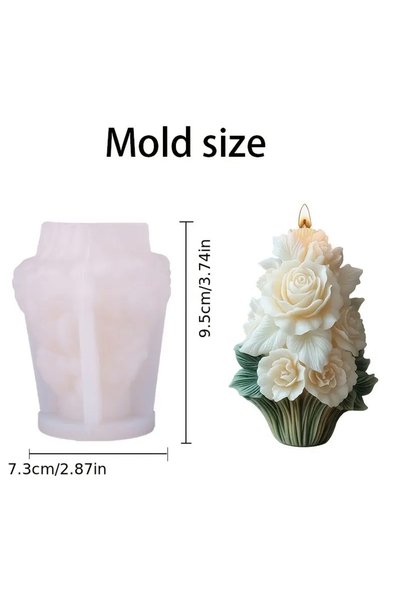Choice GJ-087 Rose tree candle mold, elegant white flower design, suitable fo...
