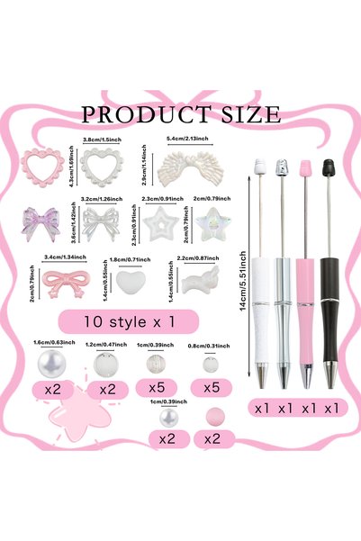 Choice 4PCS 4PCS Butterfly Knot Love Simple DIY Bead Pen Set, Ins Style Bead ...