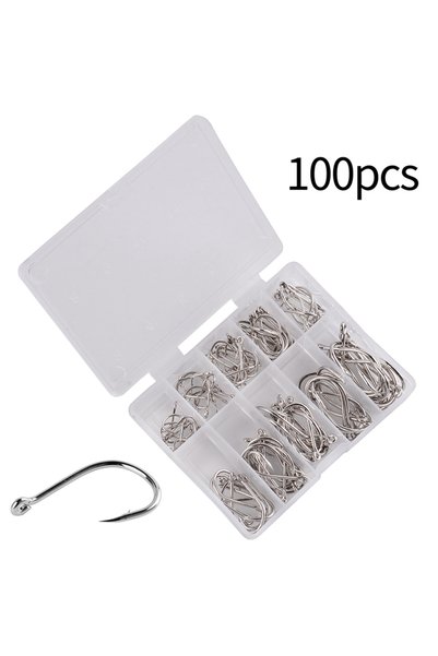 Choice مجموعة من 100 قطعة من خطافات الصيد الفضية، 100 قطعة في علبة، سلسلة 10،...