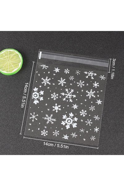 Choice Other 14x14cm 100Pcs/Pack Snowflake Plastic Candy Cookie Biscuits Snac...