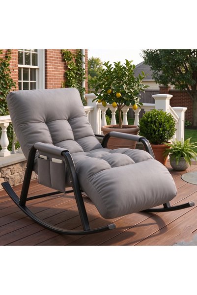 Diason Rocking Chair with Soft Cushion, Lounge Chair Recliner with Side Pocke...