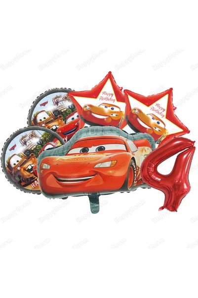 Hasbro 32INCH 4 Cute Round Five-pointed Star Car Theme Foil Balloons Set Numb...