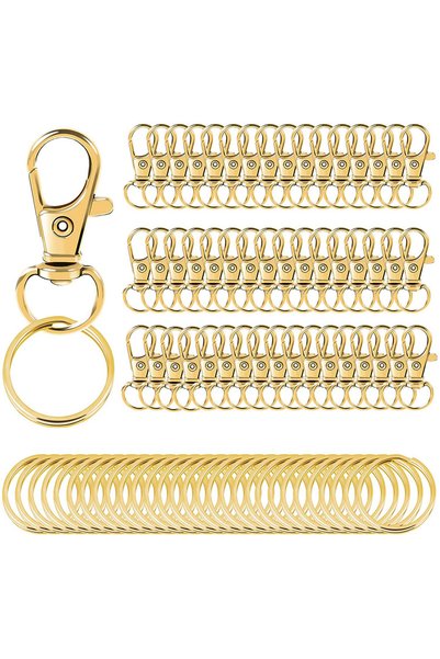 Choice1 100Pcs Gold 50/100Pcs Swivel Snap Hooks With Key Rings, Premium Metal...