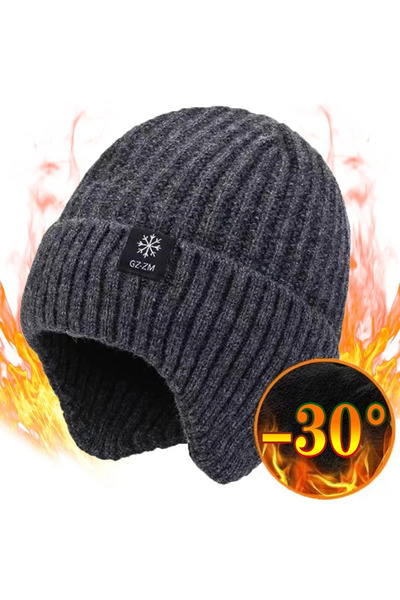 Choice Gray hat Outdoor Men Winter Knitted Hat Plush Warmth Peaked Cap Earmuf...
