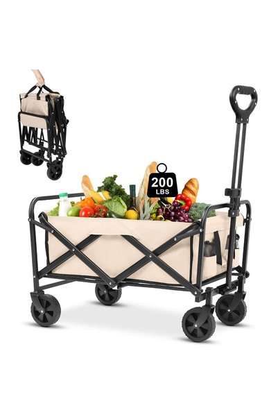 PYEBE Garden Cart Camping Wagon Foldable, Shopping Trolleys Utility Outdoor W...