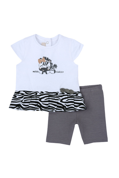 Chicco Costum copii Chicco, tricou si pantaloni, Alb, 75609-64MFCO