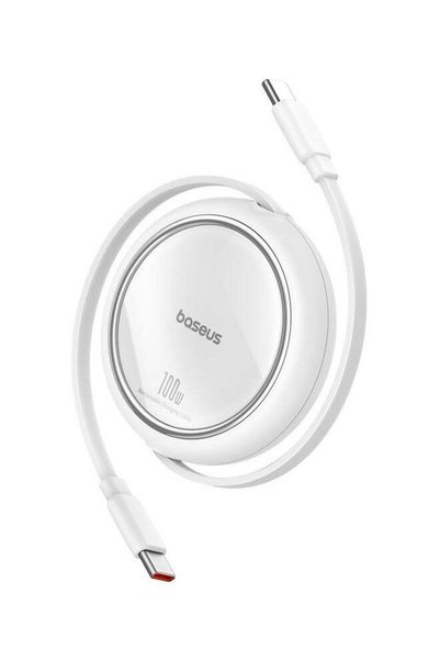 Baseus كابل شحن قابل للسحب من نوع Type-C إلى Type-C بقوة 100 واط وطول 1 متر، ...
