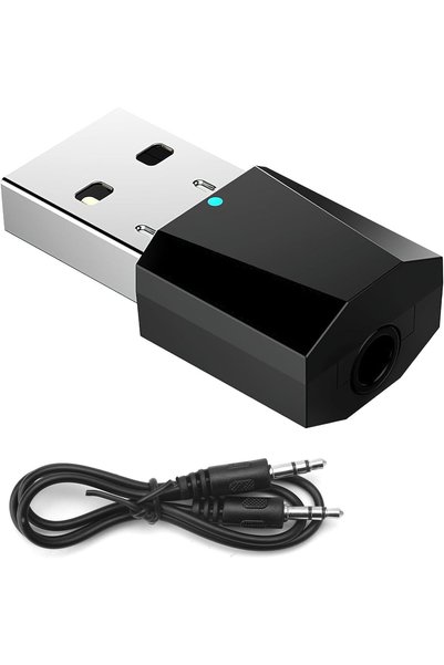 ELECDON محول بلوتوث 5.1 USB مع كابل Aux مقاس 3.5 ملم - جهاز استقبال بلوتوث مع...