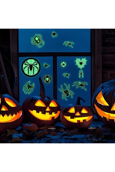Robmoda Glow in The Dark Spider Wall Stickers, Black Spider Halloween Wall De...
