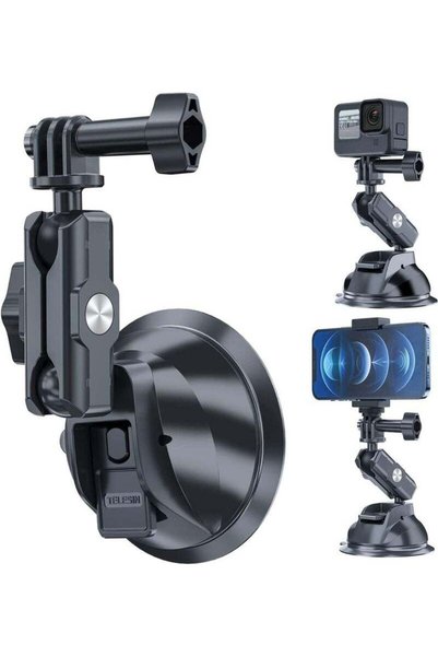 TELESIN Suction Cup Car Mount with Phone Holder, Windshield Window Dashboard ...