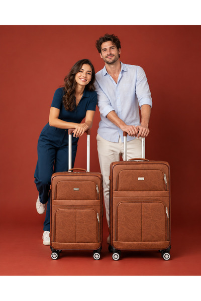 Generic Brand Leather Trolley Luggage Set, 19/23/27 Inch Suitcases with 360° ...