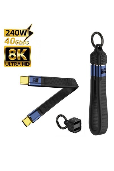 CoomBe كابل شحن USB-C PD240W لأجهزة iPhone 17/16/15، كابل USB4 محمول مع سلسلة...