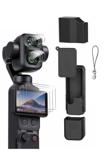 SJet DJI OSMO Pocket 4 Accessory Kit, Silicone Protective Case Cover, Tempere...