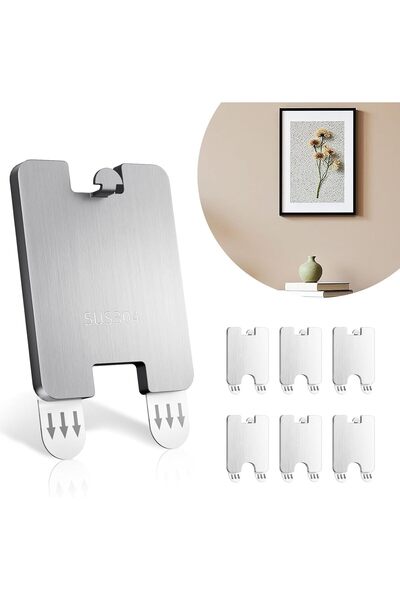 Generic 6Pcs No Nails Picture Hangers, Stainless Steel, Max 12LBS Damage-Free...
