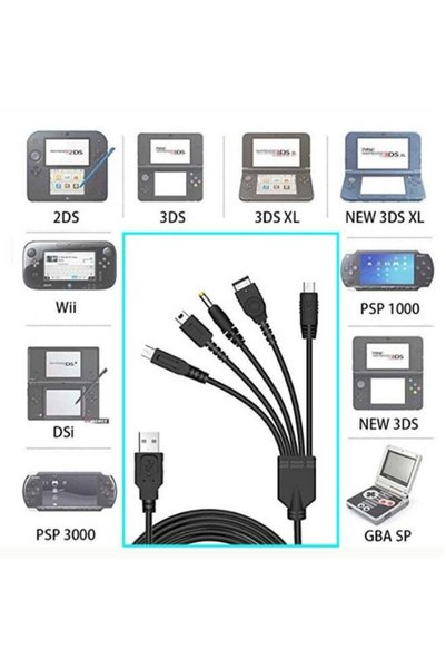 GMORO كابل شاحن USB متعدد الاستخدامات (5 في 1) لأجهزة Nintendo NDS Lite/Wii U...