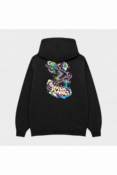 SVART WEAR Broken Planet Infinite Loop Cut-Out Black Hoodie